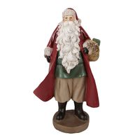 Clayre & Eef Beeld Kerstman 23 cm Rood Polyresin Kerstfiguren Rood Kerstfiguren