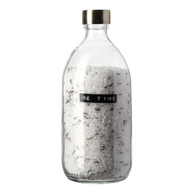 Wellmark Badzout helder glas messing dop 500ml Lavendel tekst ME TIME 8720165018857
