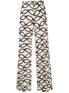 Valentino Garavani pantalon à imprimé chaines - Blanc