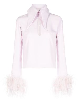 16Arlington haut Michelle bordé de plumes - Rose