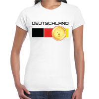 Deutschland / Duitsland landen shirt met gouden medaille en Duitse vlag wit voor dames 2XL  -