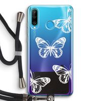 White butterfly: Huawei P30 Lite Transparant Hoesje met koord
