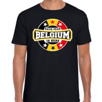 Have fear Belgium is here t-shirt voor Belgie supporters zwart voor heren - thumbnail