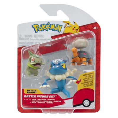 Jazwares Pokémon battle figuur - axew, frogadier & torkoal