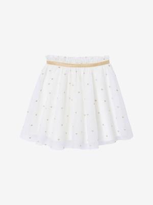 Meisjesrok van tule met lurexborduursel wit