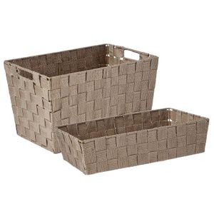 Kast/badkamer opbergmandjes set van 5x stuks beige in 2 formaten