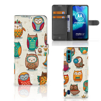 Motorola G8 Power Lite Telefoonhoesje met Pasjes Vrolijke Uilen - thumbnail