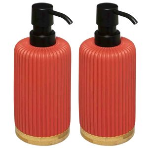 2x Stuks Zeeppompjes/zeepdispensers van kunststeen - rood - 270 ml - Zeeppompjes