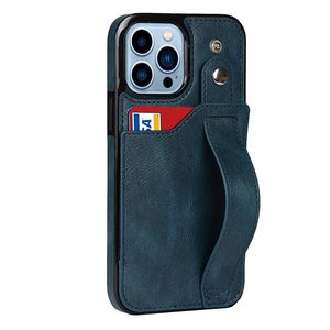iPhone SE 2022 hoesje - Backcover - Pasjeshouder - Portemonnee - Handvat - Kunstleer - Blauw