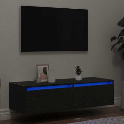 Tv-meubel met LED-verlichting 100X35,5x25 cm zwart eikenkleurig