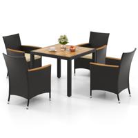 5 TLG. Rotan Tuinset Zitgroep voor 4 Personen Tuintafel met Tafelblad & 4 Stoelen