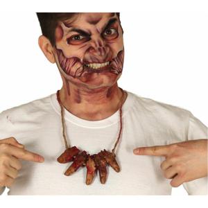 Horror verkleed ketting afgehakte vingers - bloederige lichaamsdelen/ledematen - Halloween accessoir