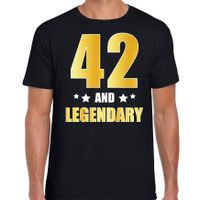 42 and legendary verjaardag cadeau t-shirt goud 42 jaar zwart voor heren