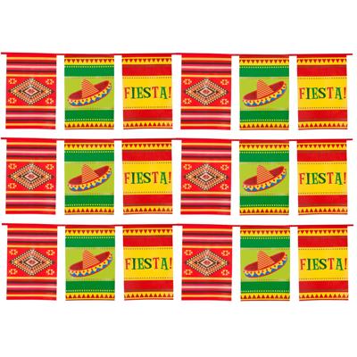 Mexicaanse vlaggenlijn - 3x - 10 meter - kunststof - vlaggentjes - thema mexico
