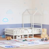 Bedframe met huisje massief grenenhout wit 80x200 cm