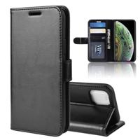 R64 textuur enkele vouwen horizontale Flip lederen case voor de iPhone XI (2019) met houder & card slots & portemonnee (zwart)