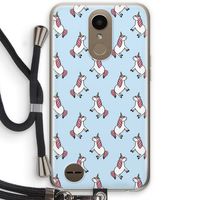 Eenhoorns overal: LG K10 (2017) Transparant Hoesje met koord