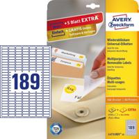 Avery L4731REV-25 afneembare etiketten ft 25,4 x 10 mm (b x h), 4.725 etiketten, wit - thumbnail