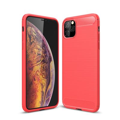 Geborsteld textuur Carbon Fiber TPU Case voor de iPhone XI Max 2019 (rood)
