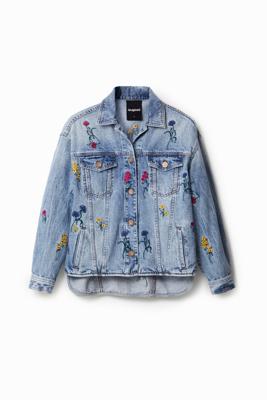 Gebloemde denim shacket - BLUE - L