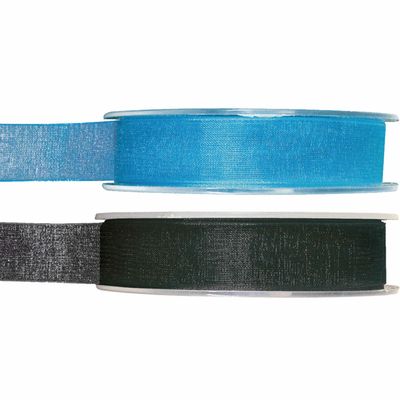 Satijn sierlint pakket - zwart/blauw - 1,5 cm x 20 meter - Hobby/decoratie/knutselen