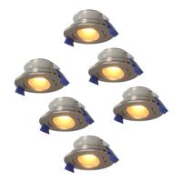 Set van 6 Lima LED inbouwspots - 4 Watt 345 lumen - 2700K Warm wit - GU10 - Dimbaar - Rond - Kantelbaar - IP65 Waterdicht - RVS - Voor binnen, buiten en badkamer