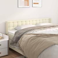 Hoofdbord met randen 203x16x78/88 cm kunstleer crèmekleurig