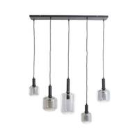 Light&living Hanglamp 5L 110x22x32 cm LEKAR zwart+smoke glas