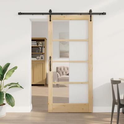 Schuifdeur Bruin 93 x 202 cm Hout en metaal
