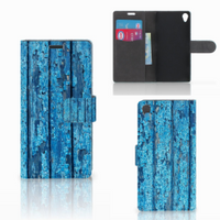 Sony Xperia Z3 Book Style Case Wood Blue - thumbnail