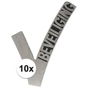 10x Beveiliging embleem pinspeld 6,5 cm   -