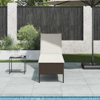 Ligstoel met kussen bruin 55x200x44cm polyrotan