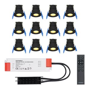 Milano - 12x inbouwspots veranda - Dimbaar LED - Complete set met afstandsbediening - Plug & Play - 12 Volt 3 watt - 2700K 200 lumen - IP65 waterdicht