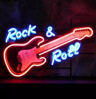 Rock & Roll Guitar Neon Met Achterplaat 80 x 50 cm V1. - thumbnail