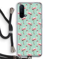 Flamingoprint groen: OnePlus Nord CE 5G Transparant Hoesje met koord