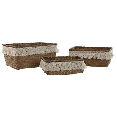 Mandenset Home ESPRIT Wit Natuurlijk Natuurlijke Vezel Boho Versleten (3 Onderdelen)