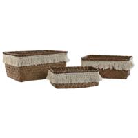 Mandenset Home ESPRIT Wit Natuurlijk Natuurlijke Vezel Boho Versleten (3 Onderdelen)