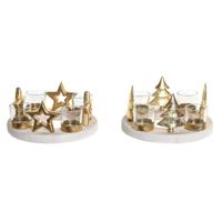 Kerstkaarshouder DKD Home Decor Natuurlijk Gouden (2 Stuks) (21 x 11,5 x 21 cm)