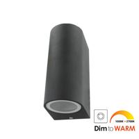 Wandlamp LED 2x7Watt ZWART 230Volt IP44 dimbaar