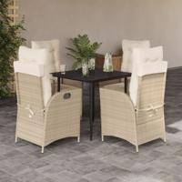 5-delige Tuinset met kussens poly rattan beige