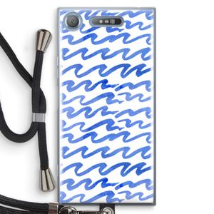 Blauwe golven: Sony Xperia XZ1 Transparant Hoesje met koord