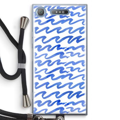 Blauwe golven: Sony Xperia XZ1 Transparant Hoesje met koord