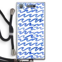 Blauwe golven: Sony Xperia XZ1 Transparant Hoesje met koord
