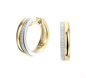 TFT Klapcreolen Diamant 15 x 3,5 mm 0.09ct Bicolor Goud glanzend