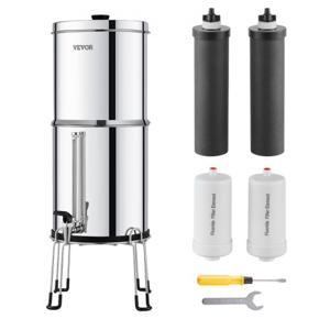 VEVOR zwaartekracht waterfiltersysteem waterfilter 7+7,5L roestvrij staal 4 filters