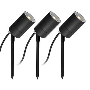 3x LED Pin Tuinspot Zwart