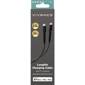 Vivanco USB-laadkabel USB 2.0 USB-C stekker, Apple Lightning stekker 2.5 m Zwart 63642