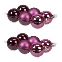 12x stuks glazen kerstballen cherry roze (heather) 8 cm mat/glans - Kerstbal