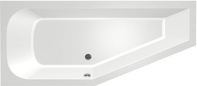 Xenz Lagoon Compact douchebad met ligzijde en hoek links 160x75cm glans wit acryl