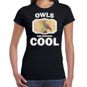 Dieren steenuil t-shirt zwart dames - owls are cool shirt